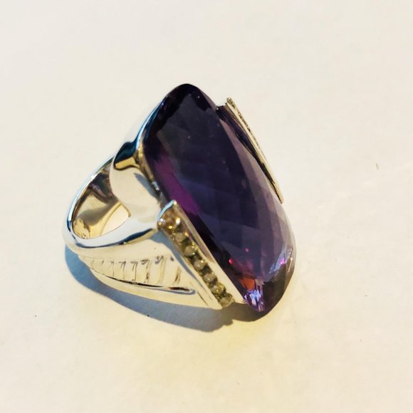 David Yurman Deco Amethyst & Diamond Sterling Sil - Picture 9 of 10